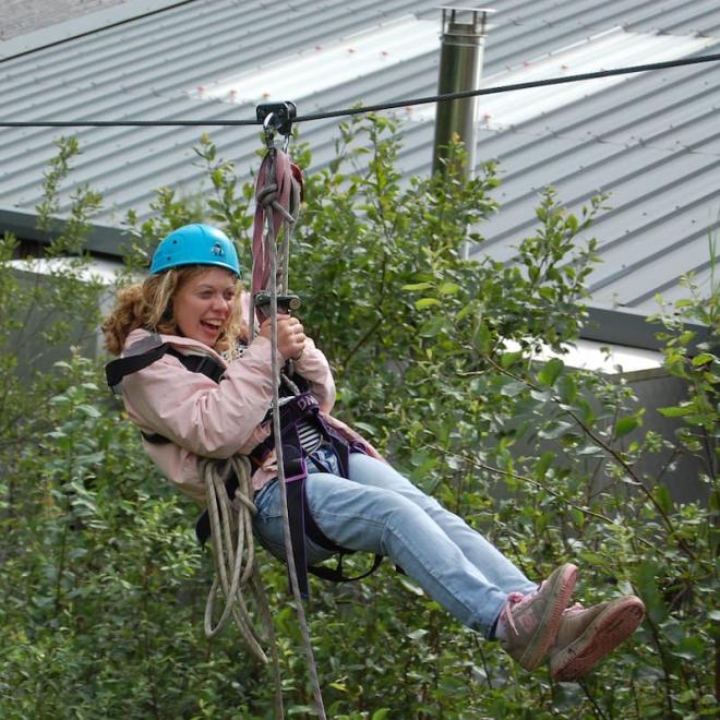 Heather on the ZipWire.