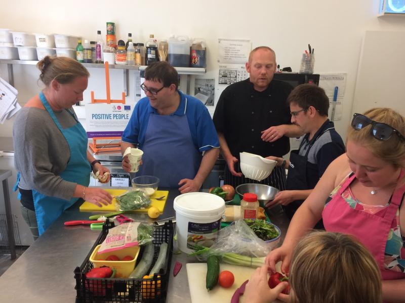 Group of participants cooking